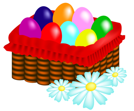 Easter basket with colored eggsのイラスト素材