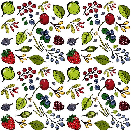 Summer seamless pattern. Vector. Berries. Strawberry