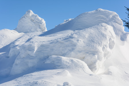 Huge snowy mountains in winter