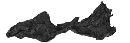 Abstract background of black wavy silk or satin with metal stripes. 3d rendering image. Image...