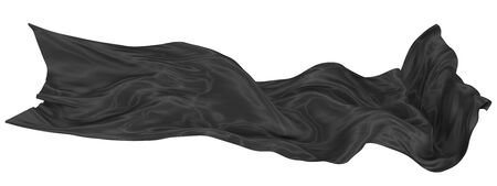 Abstract background of black wavy silk or satin. 3d rendering image. Image isolated on white background.の写真素材