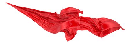 Abstract background of red wavy silk or satin. 3d rendering image. Image isolated on white...