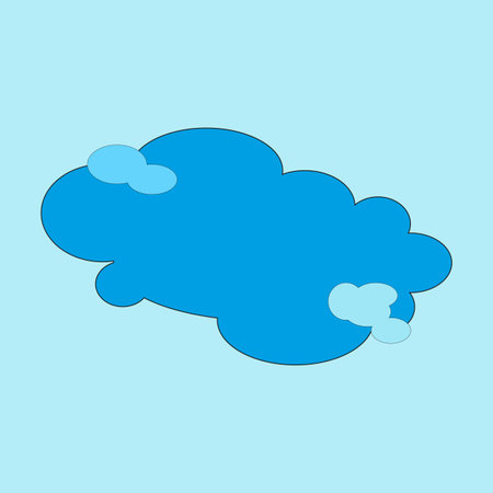 Dark blue cloud on blue background. Nature background. Emblem for weather forecast. Vector illustration. Stock image.のイラスト素材
