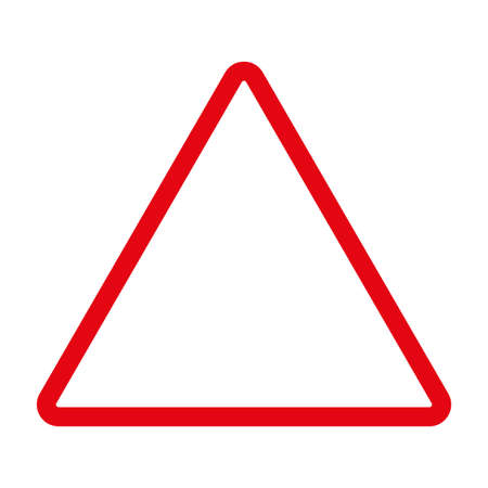 Red empty triangle icon. Geometry figure. Simple flat element. Technology concept. Vector illustration. Stock image.のイラスト素材