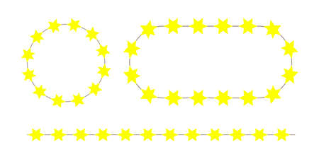 Round from star. Celebration art background. Flat golden pattern. Circle effect. Vector illustration. Stock image.のイラスト素材