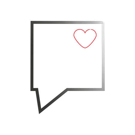 Rectangle art speech dialogue. Red heart icon. Communication background. Message sign. Vector illustration. Stock image.のイラスト素材