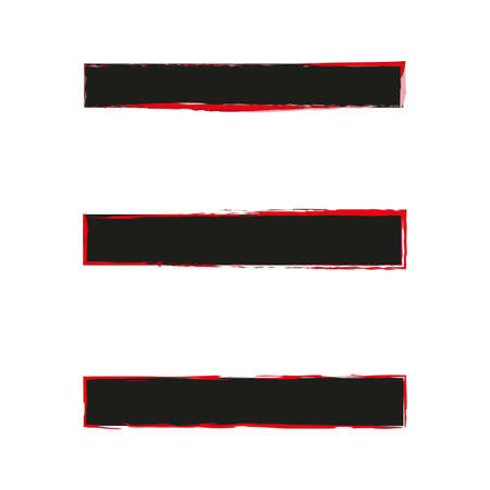 Black horizontal fat lines. Red frame. Ink design elements. Freehand abstract picture. Vector illustration. Stock image.のイラスト素材