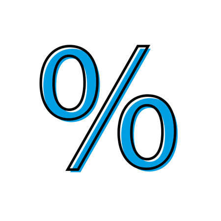 Blue percent symbol. Financial background. Math element. Sketch modern. Flat design. Vector illustration. Stock image.のイラスト素材