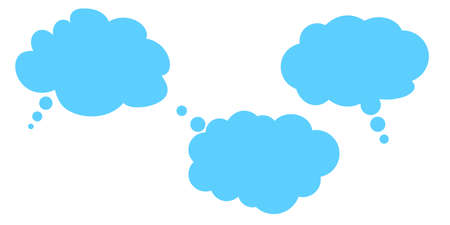 Blue chat clouds. Communication background. Message sign. Hand drawn. Flat design. Vector illustration. Stock image.のイラスト素材