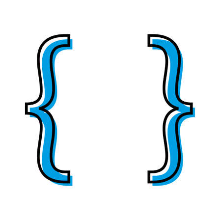 Curly brackets icon. Blue elements. Freehand art design. Math symbol. Flat style. Vector illustration. Stock image.のイラスト素材