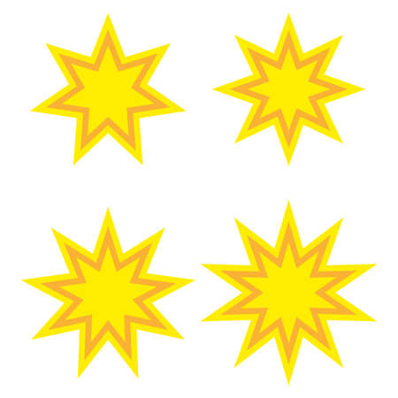 Different yellow boom icon. Comic sign. Communication concept. Comics art design. Vector illustration. Stock image.のイラスト素材