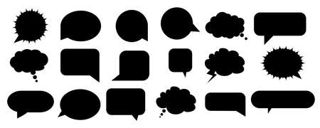 Speech dialogue set. Shadow effect. Template for banner design. Hand drawn sketch. Vector illustration. Stock image.のイラスト素材