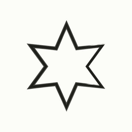 Six-pointed star icon. Black frame. Isolated abstract symbol. Geometric element. Vector illustration. Stock image.のイラスト素材