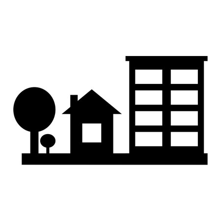 Modern black home. Icon with black house. Build icon vector. Vector silhouette. Vector illustration. Stock image.のイラスト素材