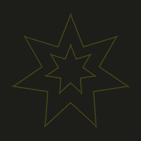Golden starburst icon. Figure silhouette inside. Black background. Abstract design. Vector illustration. Stock image.のイラスト素材