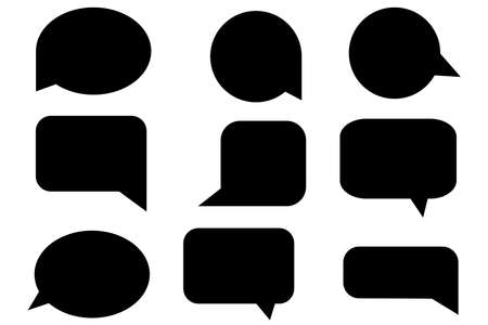 Speech dialogue set. Shadow effect. Communication concept. Freehand art. Banner design. Vector illustration. Stock image.のイラスト素材