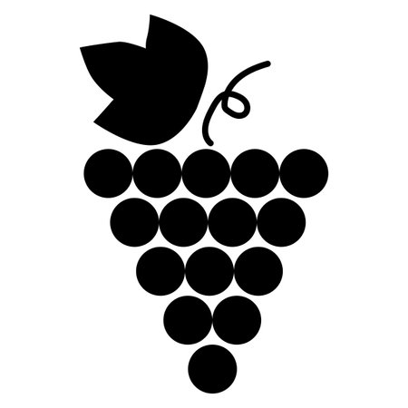 Grape silhouette icon. Fresh fruit . Vine symbol. Flat design. Minimal style. Vector illustration. Stock image.のイラスト素材