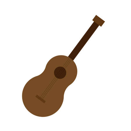 Guitar icon. Music background. Acoustic instrument. Sound record concept. Hand drawn. Vector illustration. Stock image.のイラスト素材