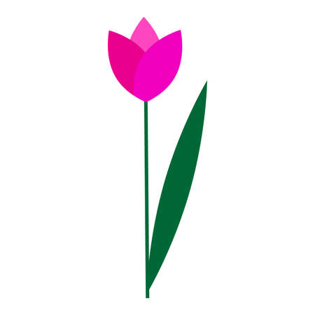 Pink tulip icon. Floral background. Holiday gift element. Cartoon style. Hand drawn art. Vector illustration. Stock image.のイラスト素材