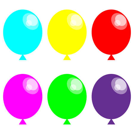 Collection of balloon icons. Holiday decor. Party background. Comic art. Cartoon style. Vector illustration. Stock image.のイラスト素材