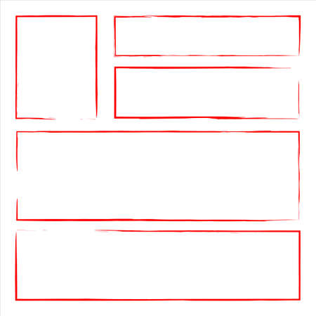 Red grunge icon set. Geometric figure. Ink abstract. Doodle concept. Art background. Vector illustration. Stock image.のイラスト素材