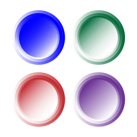 Concave button icon set. Blue, green, pink, purple colors. Pastel tones. App element. Vector illustration. Stock image.のイラスト素材