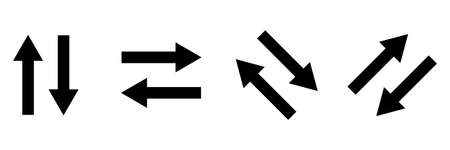 Double arrow icon set. Different direction. Exchange sign. Synchronize process. Vector illustration. Stock image.のイラスト素材