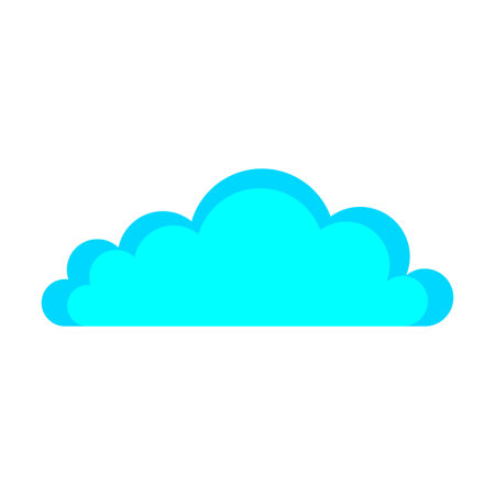 Blue cloud icon. Weather forecast concept. Database sign. Digital space. Cartoon art. Vector illustration. Stock image.のイラスト素材