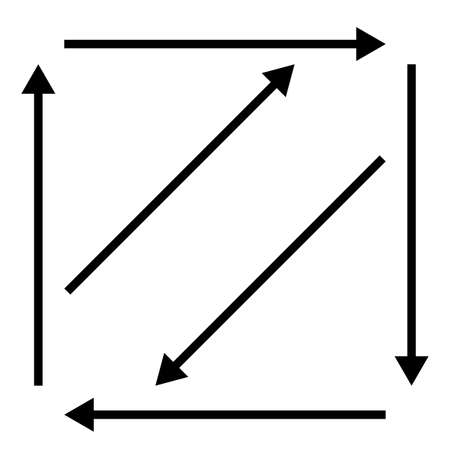 Square arrows icon. Double diagonal sign. Thin line. Hand art. Navigation background. Vector illustration. Stock image.のイラスト素材