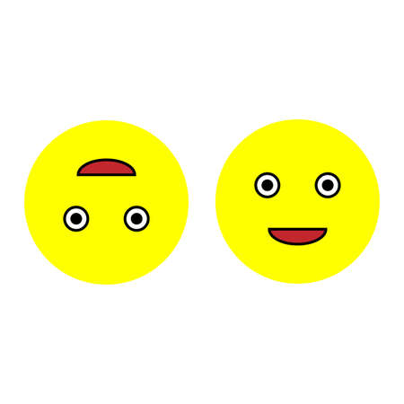 Happy emoji. Message button. Communication background. Yellow icon. Emotion face. Vector illustration. Stock image.のイラスト素材