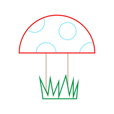 Fly agaric. Outline silhouette. Grass sign. Mushroom icon. Forest plant. Shadow effect. Vector illustration. Stock image.のイラスト素材