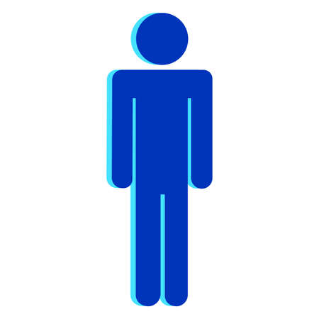 Man icon. Blue sign. Human silhouette. Flat design. App element. Standing person. Vector illustration. Stock image.のイラスト素材