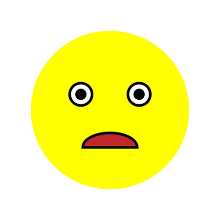 Scaring emoji. Message button. Communication background. Chat symbol. Yellow face. Vector illustration. Stock image.のイラスト素材