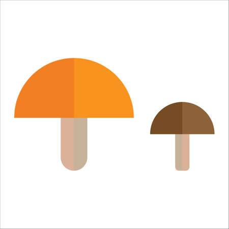 Brown mushrooms. Forest vegetables. Autumn season. Cartoon style. Organic ingredient. Vector illustration. Stock image.のイラスト素材