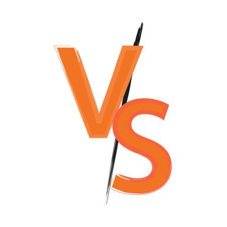 VS sign. Versus icon. Orange emblem. Cartoon element. Creative logotype. Flat style. Vector illustration. Stock image.のイラスト素材