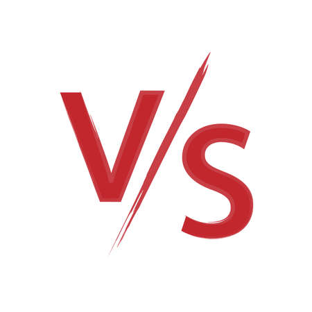 VS sign. Versus icon. Red letters. Creative logotype. Cartoon element. Flat style. Vector illustration. Stock image.のイラスト素材