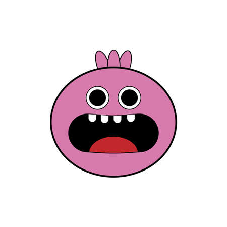 Scared onion. Cartoon character. Violet sign. Panic attack. Food symbol. Creative art. Vector illustration. Stock image.のイラスト素材
