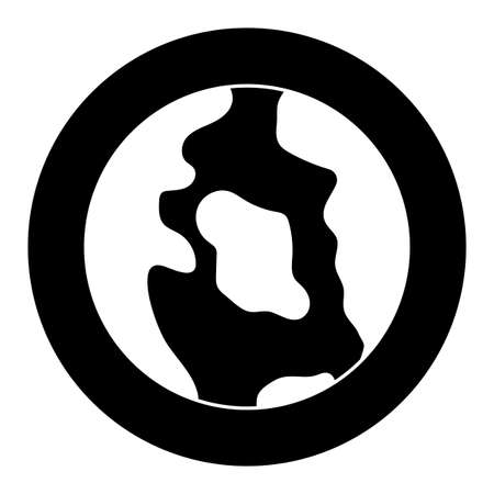 Earth planet icon. Black circle. World art. Globe sign. Abstract style. Outline symbol. Vector illustration. Stock image.のイラスト素材