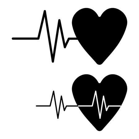 Pulse heart icon set. cardiology symbol. Healthy life. heart beat sign. medical logo. vector illustration. stock image.のイラスト素材
