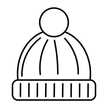 Hat with pompom. 3d hand icon set. Warm hat in sketch style. Vector illustration. stock image.のイラスト素材