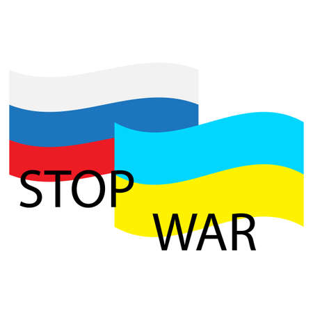 Stop war flag Ukraine, russia. Ukraine war poster. Ukrainian-russian military crisis. Vector illustration. stock image.のイラスト素材