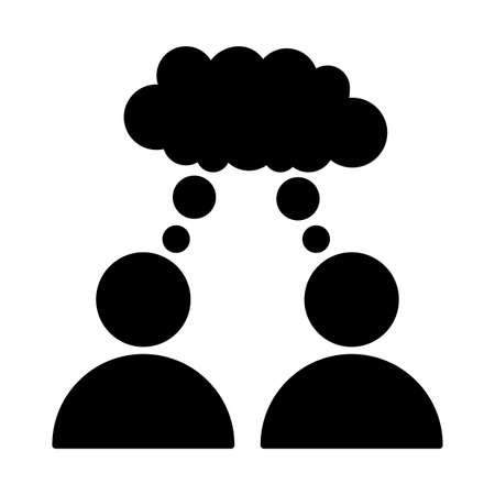 Linear two people of thought for web design. Dialog, chat speech bubble. Face symbol. Vector illustration. stock image.のイラスト素材