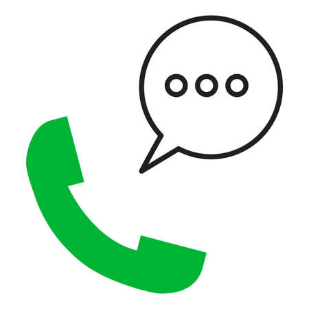 Modern flat icon with handset phone message. Communication technology. Telephone symbol. Vector illustration. stock image.のイラスト素材
