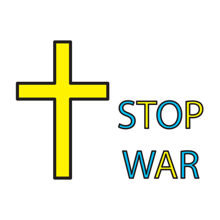 No world war sign icon. Ukraine war poster. Russian ukrainian conflict symbol. Vector illustration. stock image.のイラスト素材