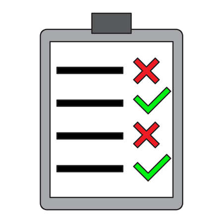 Checklist with notes. Clipboard, checklist, document symbol. Good feedback concept. Tick icon. Vector illustration. stock image.のイラスト素材