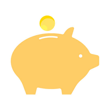 Yellow pig piggy bank. Save savings. Business concept. Vector illustration. stock image.のイラスト素材