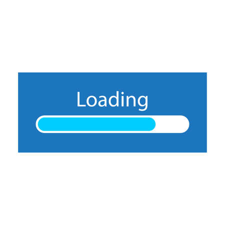 Blue loading bar on light background. Logo symbol. Image for web site design. Vector illustration....