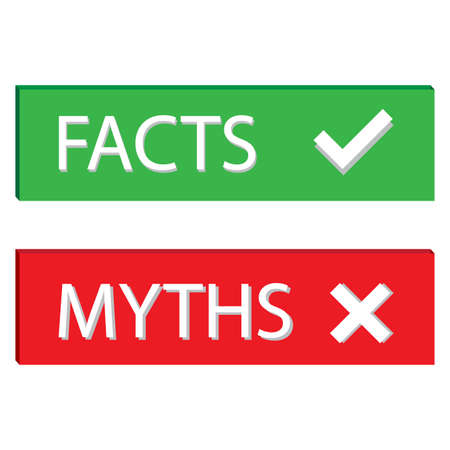 Web template with facts myths tick cross. Check mark icon. Vector illustration. stock image.のイラスト素材