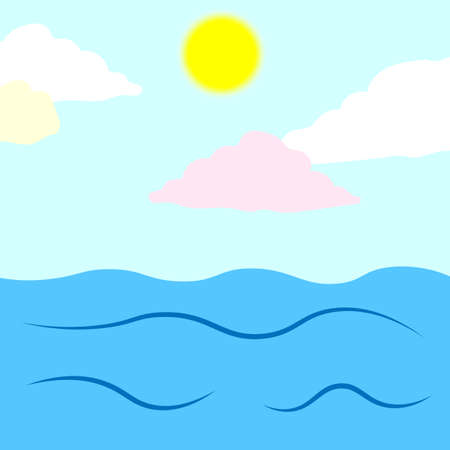 Cartoon sea. Summer vacation. Vector illustration. Stock image.のイラスト素材