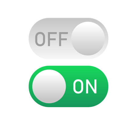 buttons with green on and off. Vector illustration. stock image.のイラスト素材